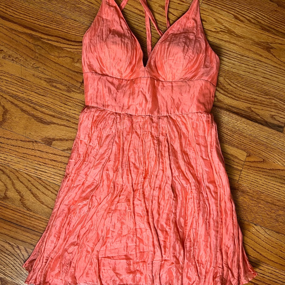 Nicole Miller Silk Coral Dress - Picture 2 of 8